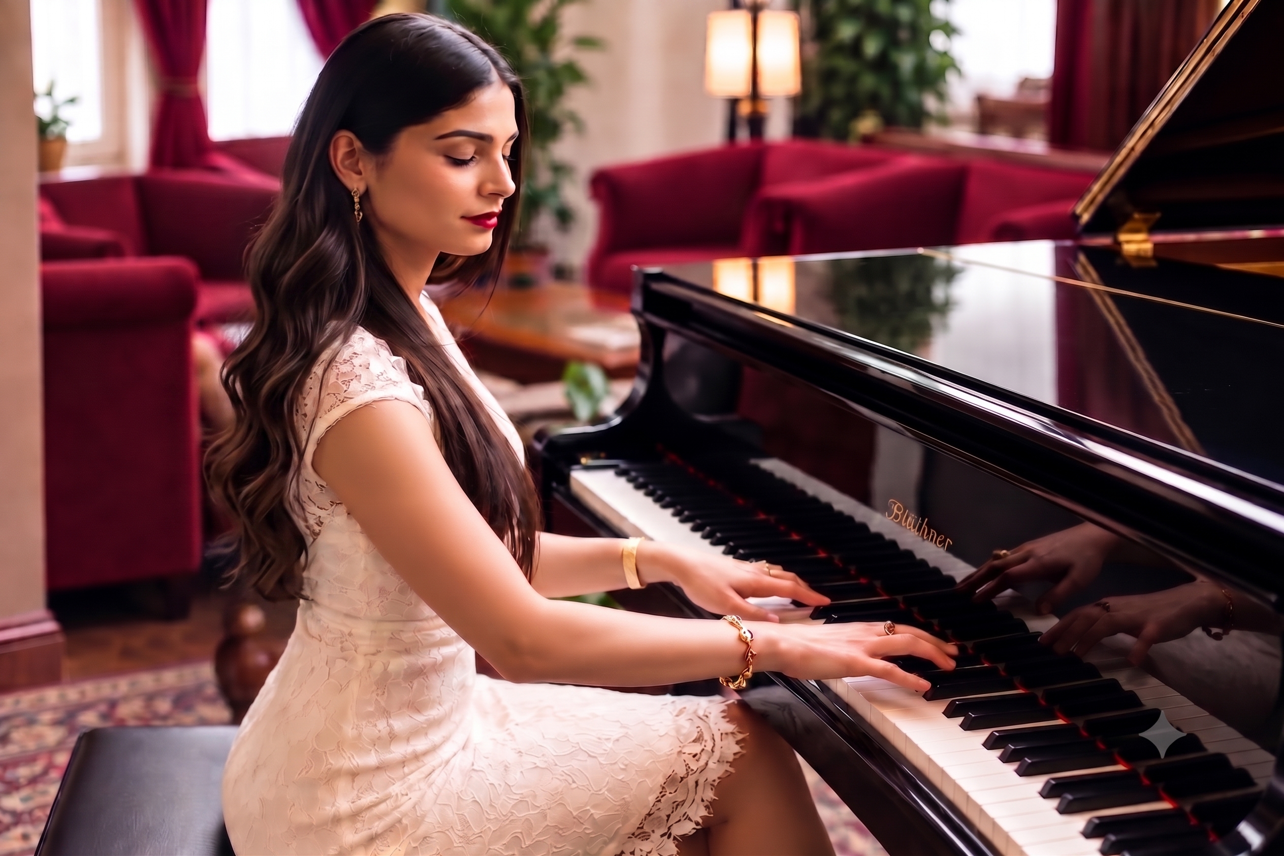Yacha Bachmadova at the grand piano